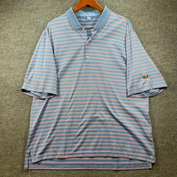 Fairway & Greene Pureformance Golf Polo Shirt Men's XL Blue/Red Striped Stretch - Picture 1 of 10